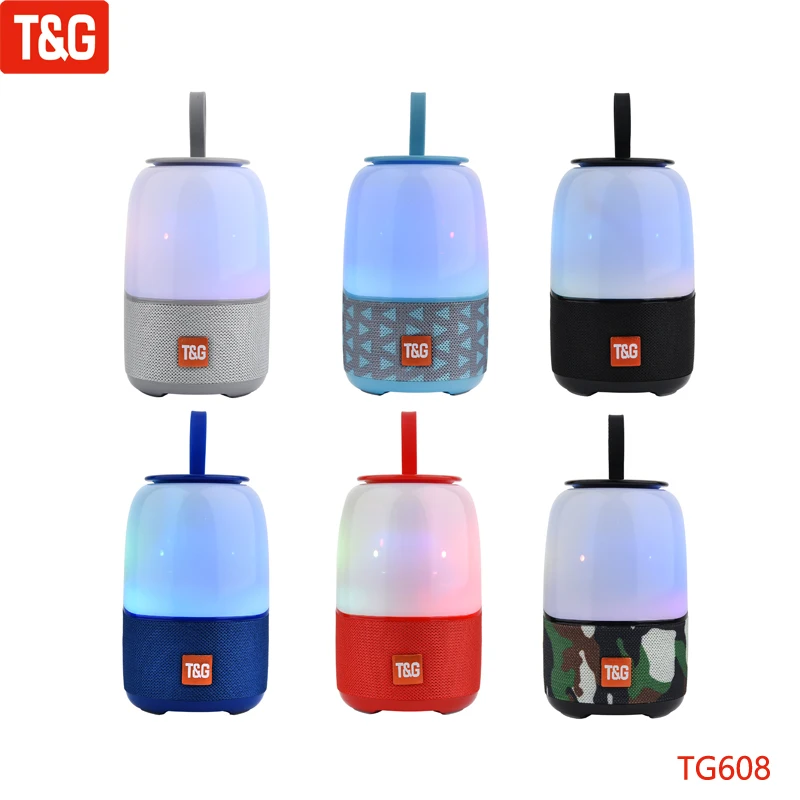 Bluetooth-Колонка T & G TG608 со светодиодной вспышсветильник, портативная беспроводная мини-колонка, уличный водонепроницаемый сабвуфер, музыкальная шкатулка, громкий динамик