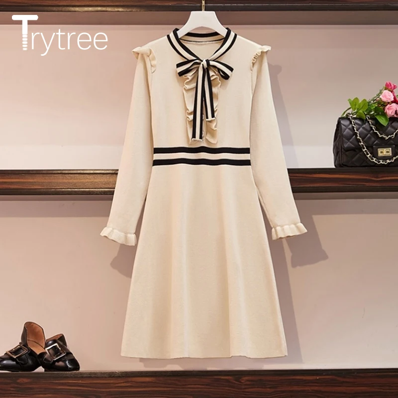 Летнее осеннее женское Повседневное платье Trytree 2020 с оборками элегантное