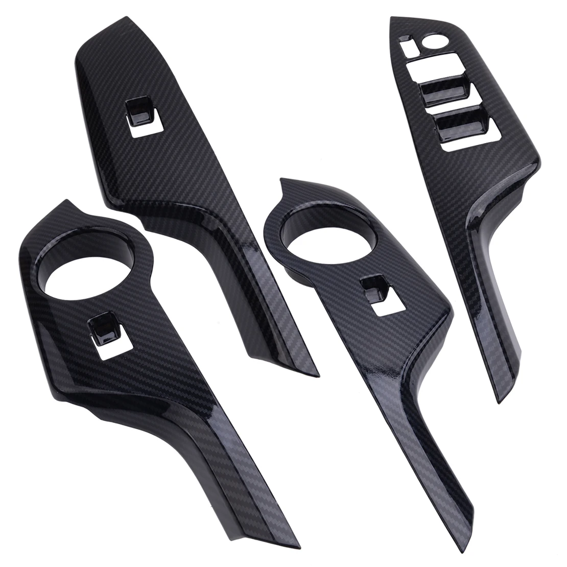 

4 шт. из углеродного волокна стиль черный внутренний переключатель окна панель Крышка отделка Литье автомобиля ABS Подходит для Toyota CHR 2016 2017 ...