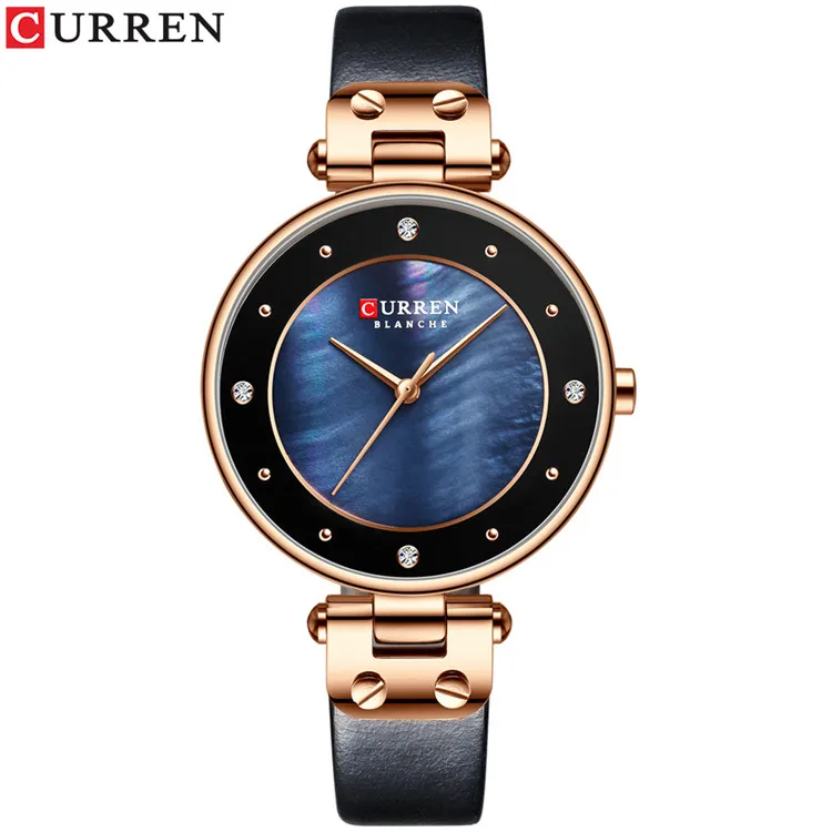 L rose blue CURREN часы женские роскошные брендовые для женщин нарядные кварцевые наручные часы кожаные водонепроницаемые женские часы девушка часы Relogio Feminino - Цвет: L rose blue