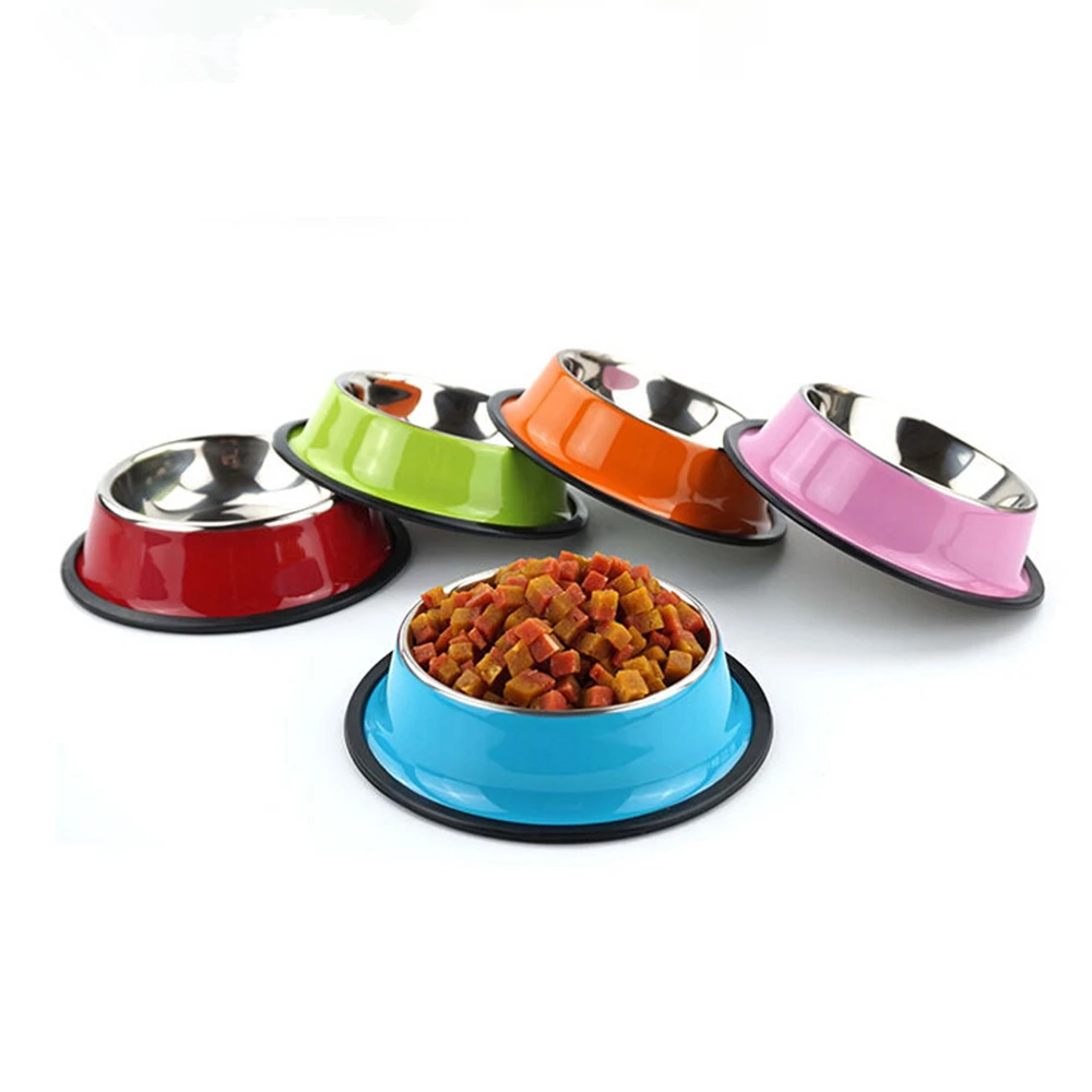 

Pet Dog Stainless Steel Bowls Puppy Cats Food Drink Water Dish Feeder Travel Feeding Non-slip Feeding Dishes Pets Supplies