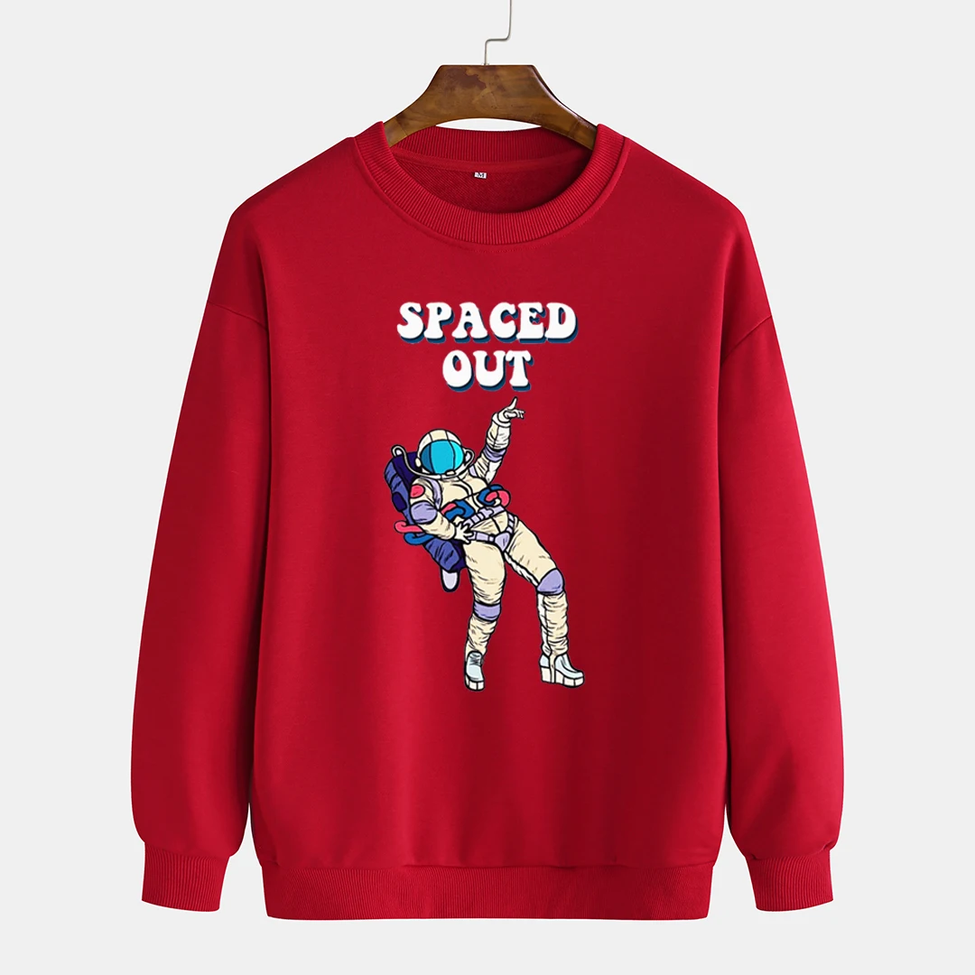 Мультфильм космонавт темно синий свободный свитер с принтом для мужчин на выход