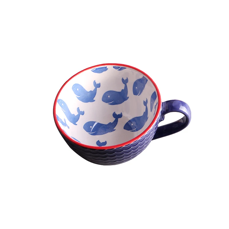

Colorful ceramic hand-painted coffee cup Mark cup retro creative coffee bar supplies personalized emboss breakfast cup