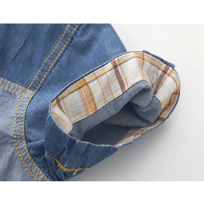 Рубашка джинсовая с коротким рукавом для мальчиков 3 13 лет|Рубашки| |