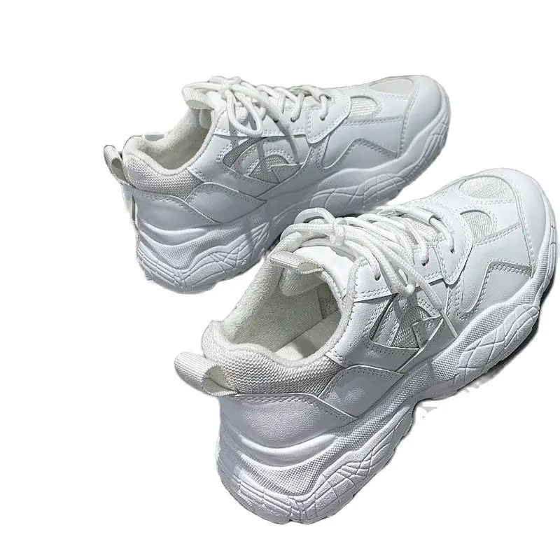 

Весна 2021, Новые однотонные туфли со шнуровкой в стиле интернет-знаменитостей, маленькие толстые подошвы для демонстрации стоп, спортивные ж...