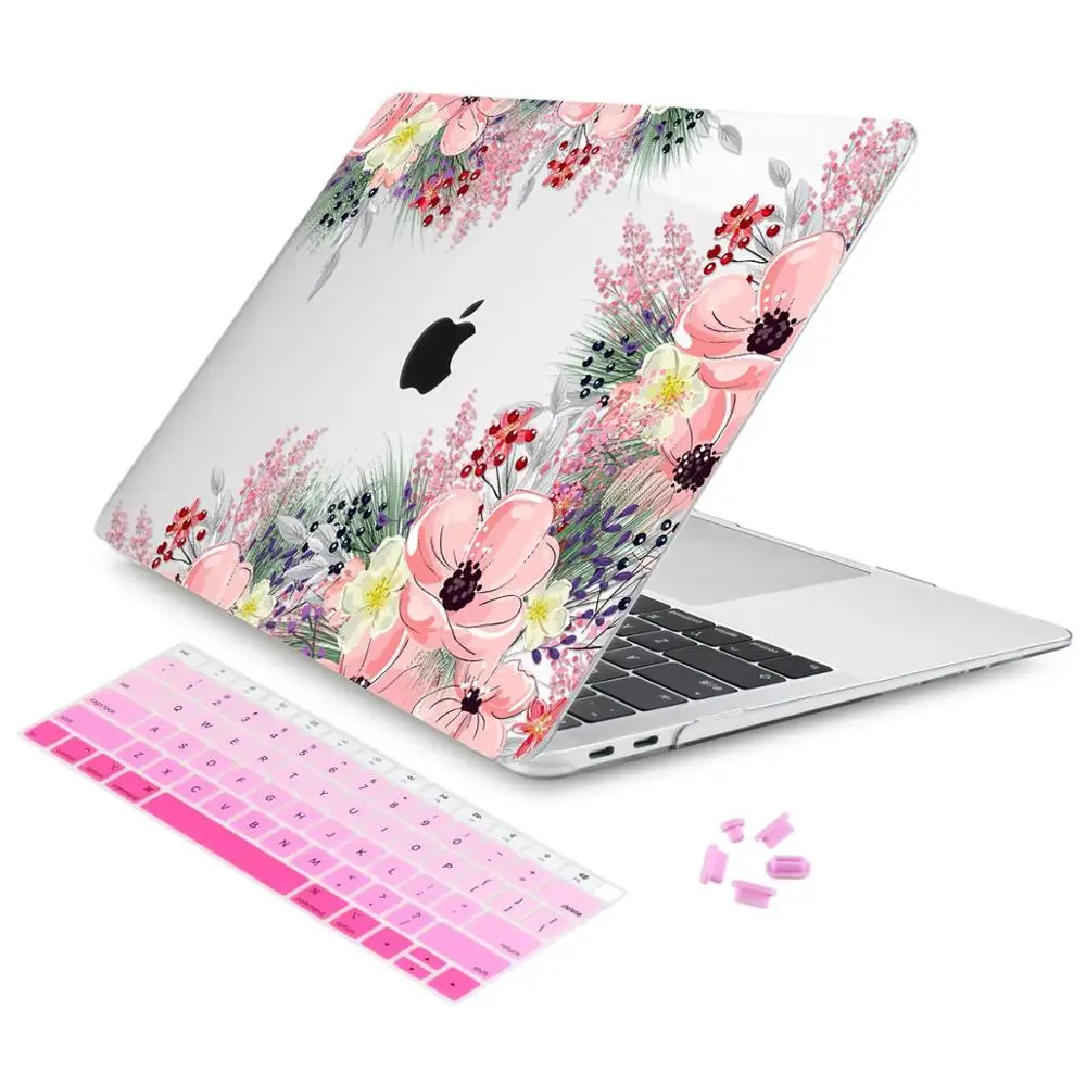 Пластиковый чехол с зелеными листьями и красивыми лепестками для Macbook Air 11 12 13 A1932 Pro 13 15 16 дюймов Touch Bar A2141 - Цвет: X125
