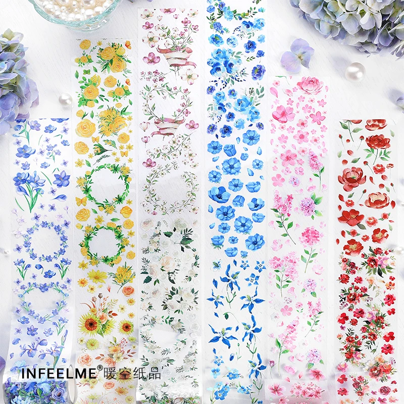 Vintage Flowers Washi Tape Diy Scrapbooking Sticker Label Japanese Stationery Creative Decorative Adhesive Masking Tape
