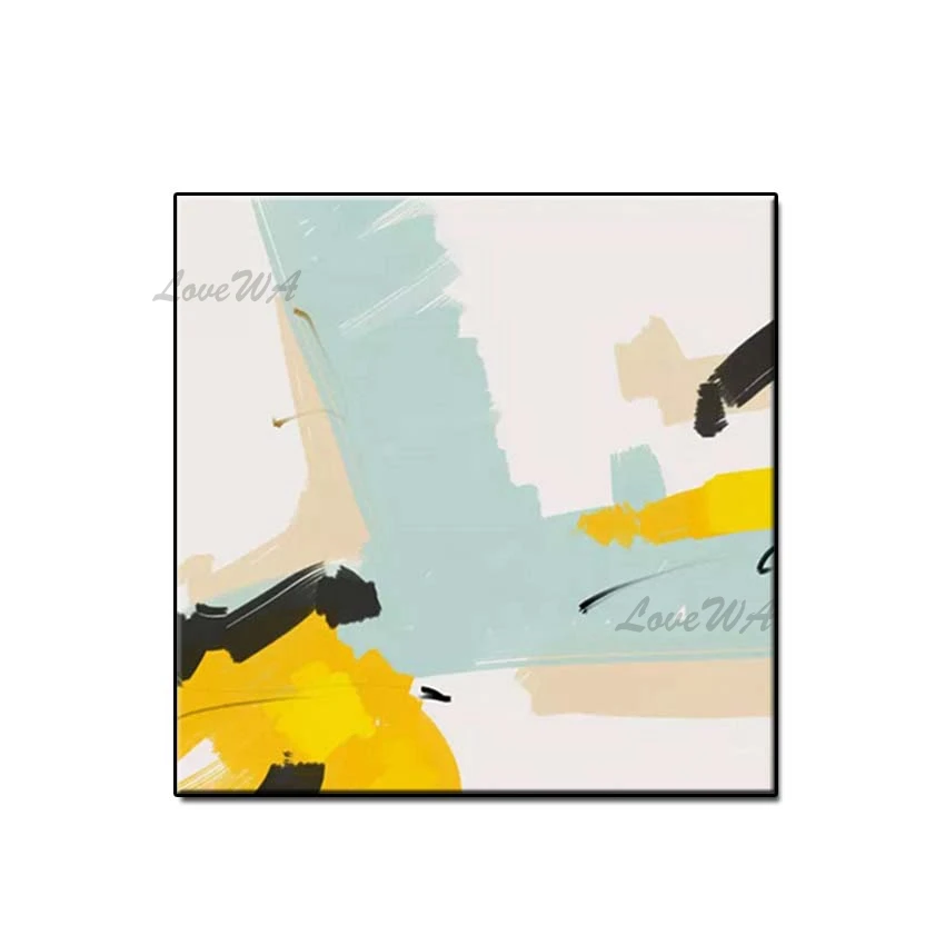 

Aritist Handmade Contemporary Art Green Abstract Oil Painting on Canvas Wall Art Pictuire Yellow Oil Paintings Wedding Decor