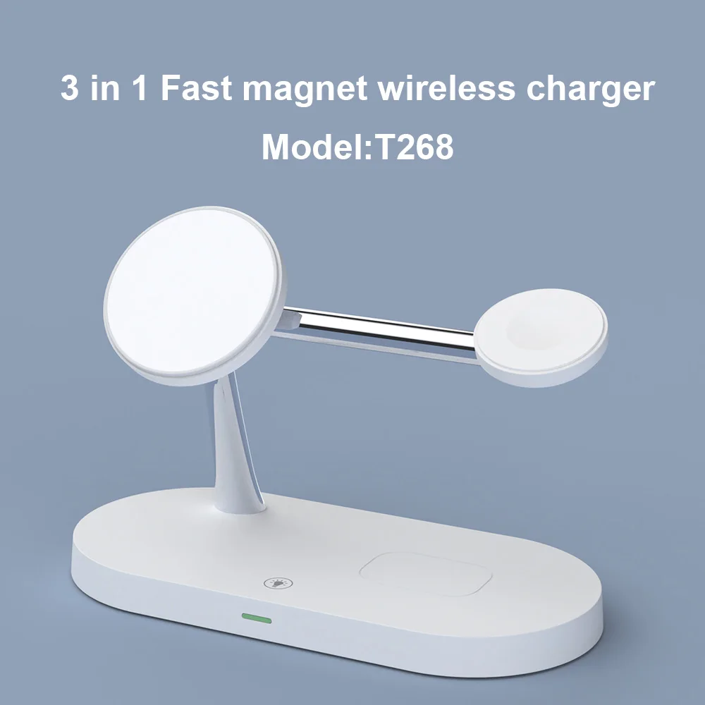 Фото 3 в 1 беспроводная зарядная станция для iPhone 13 11 12X8 Samsung Apple Watch Macsafe Airpods Pro iWatch 7-1 3 в 1 беспроводная зарядная станция для iPhone 13 11 12X8 Samsung Apple Watch Macsafe Airpods Pro iWatch 7-1