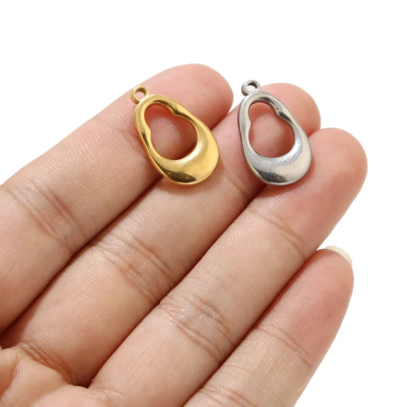 

10pcs Stainless Steel Gold Plated 22*13mm Charms Irregular Oval Pendants For DIY Jewelry Necklaces Makings Findings Accessories