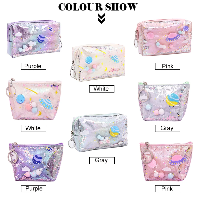 Женская косметичка с блестками модный переносной чехол на молнии песочным