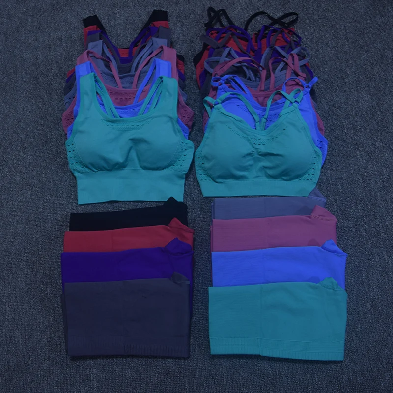 Женский спортивный костюм для йоги бесшовные леггинсы с мягким бюстгальтером