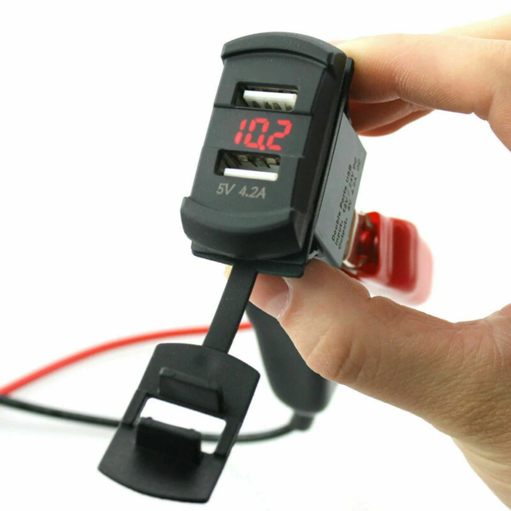 Зарядное устройство цифровой дисплей Вольтметр IP67 Водонепроницаемый + кабель