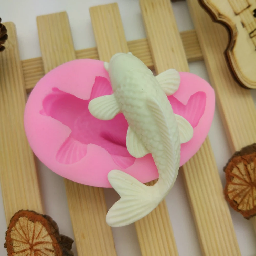 3D рыбы Форма DIY силиконовая форма для выпечки прессформы Карп Fondant (сахарная)