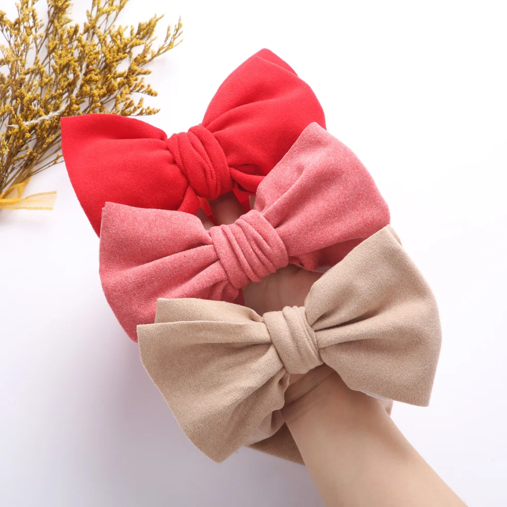 

Lovely Bowknot Baby Headband Headwrap Soft Elastic Baby Girls Hair Bands Turban Wide Solid Color Hairband Baby Hair Accessories