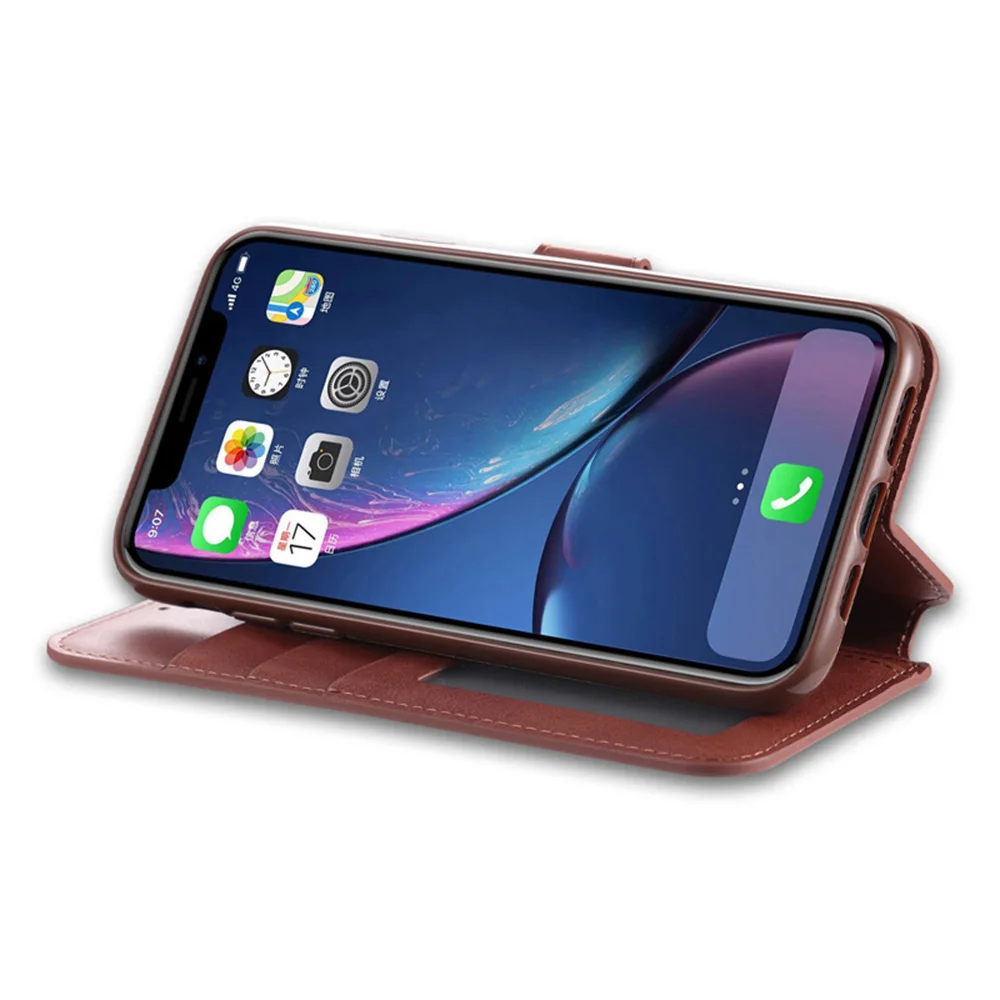 Кожаный чехол бумажник для телефона iPhone 11 Pro Max XS XR X подставка с откидной крышкой и