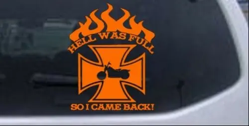 

Hell Was Full Maltese Cross Biker Car or Truck Window Laptop Decal Sticker