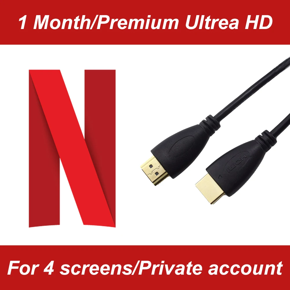 HD кабель 1 месяц Премиум ULTRA HD Netflix аккаунт поддержка 4 экрана для Смарт ТВ приставка Android мобильный телефон ПК ноутбук