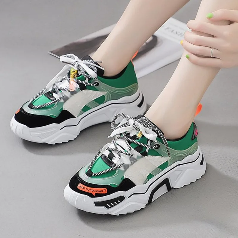 Женские кроссовки на массивной платформе модная спортивная обувь танкетке