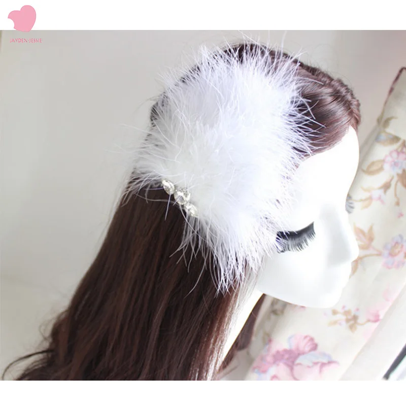 

Trendy fashion charm bride head flower retro style feather decorative ostrich hair clip side clip multi-color optional