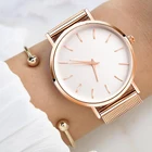 Часы наручные женские из розового золота, простые модные роскошные, с браслетом