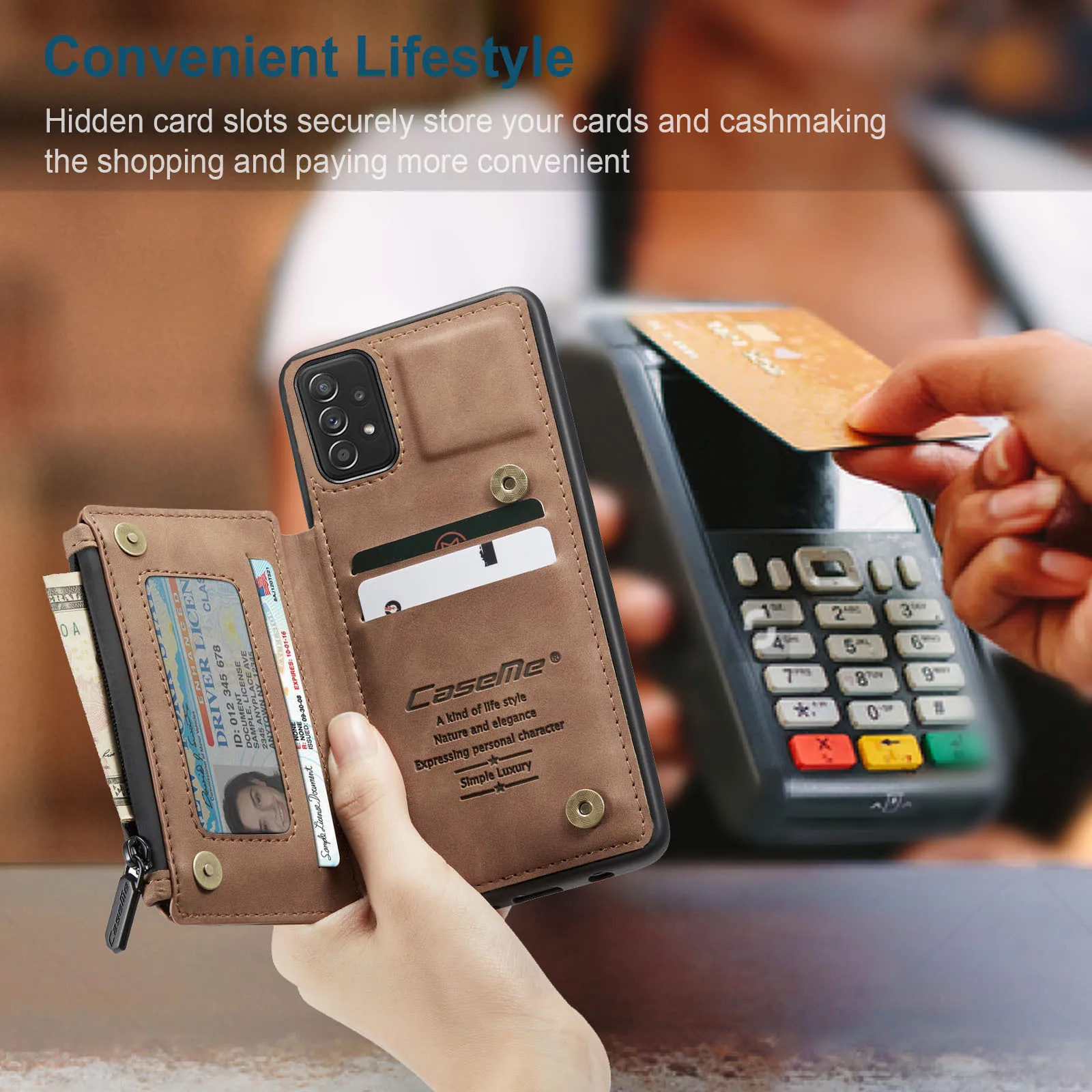 Fashion Zipper Purse case for Galaxy S10E S10 Plus S9 Plus S8 Note 9 Note 10 20 Leather Wallet Cover Anti-knock luxury Cases