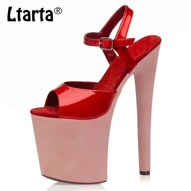 

Ltarta 20CM Summer Sexy Female Pole Dance Transparent Sandals Fish Mouth Model Catwalk Nightclub High Heels Women Shoes LYP