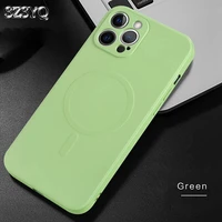2021 new liquid silicone magnetic phone case cover for iphone 13 12 11 pro xs max mini 8 7 plus luxury wireless magnetic cover
