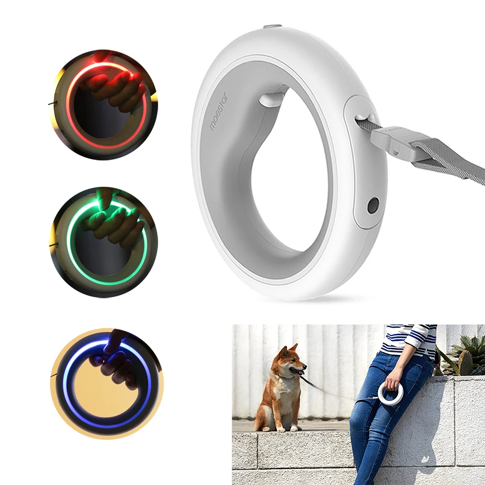 

Fashion Luxury Hands Free Retractable Pet Dog Leash Lead Walking Traction Rope Rechargeable Night Luminous LED Breathing Light