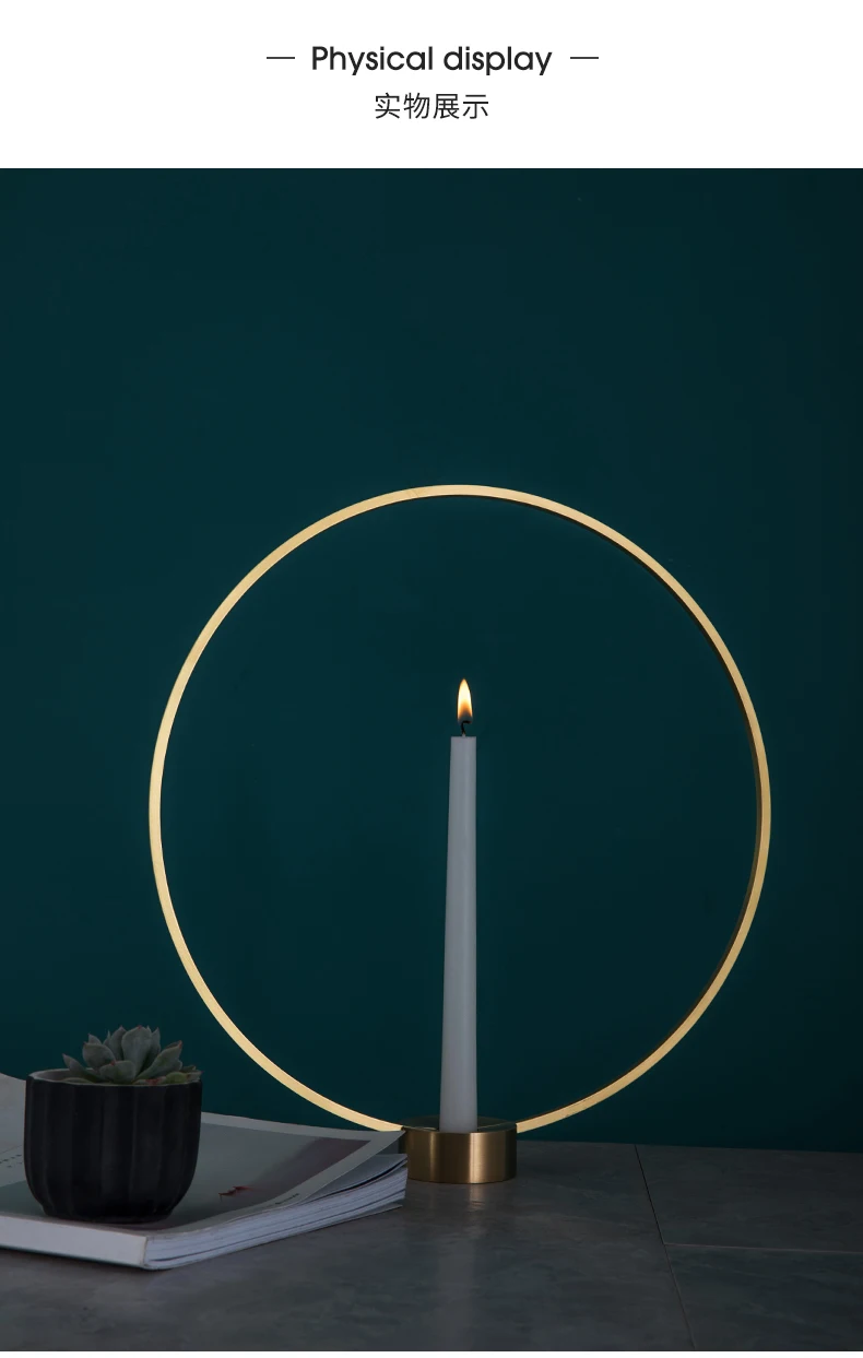 

Nordic Brass Candle Holder Round Luxury Candle Holder Golden Modern Wedding Centro De Mesa Boda Dinning Table Decoration WB50ZT