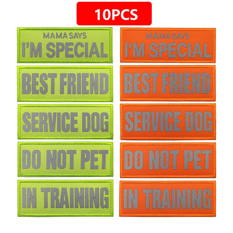 

10PCS 3D Reflective Velcro Patch SERVICE DOG IN TRAINING DO NOT PET Printed Armbands Clothing Vest Badges 11*4cm Wholesale