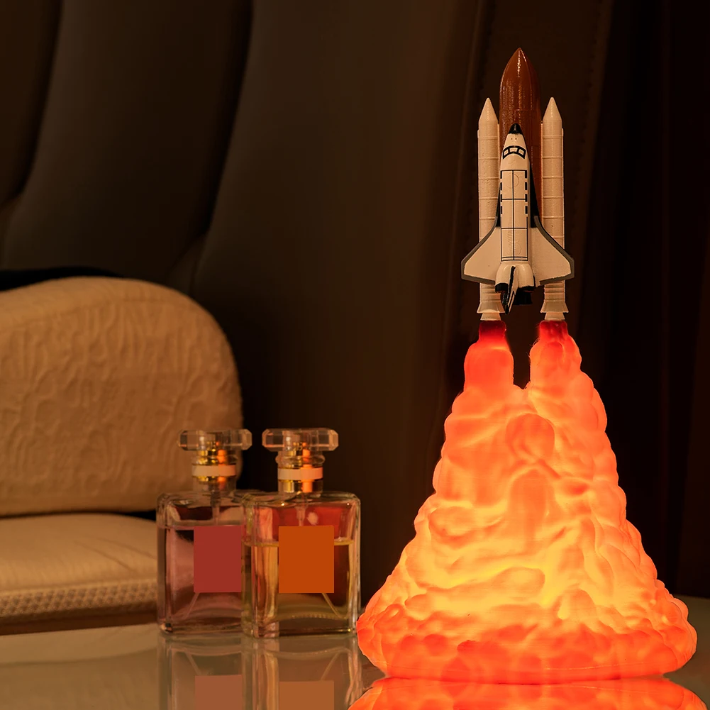 Перезаряжаемая ночсветильник в форме ракеты 3D печать лампа Луны для любителей