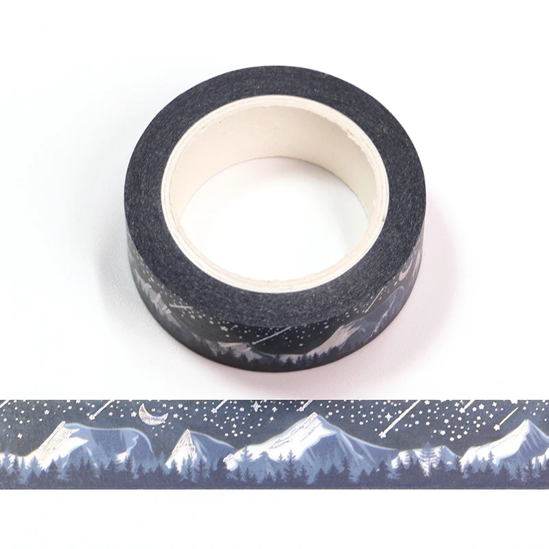 

NEW 1PC 15MM*10m Silver Foil Blue Snow Mountains Washi Tape Scrapbooking Masking Tape Office Adhesive Kawaii Stationery