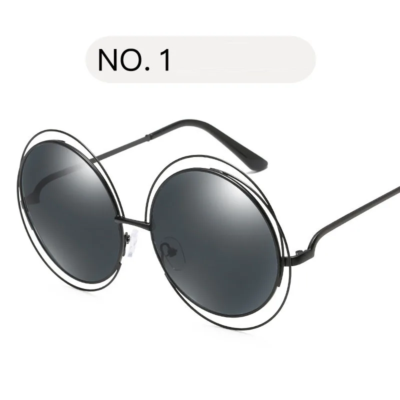 1-Black.Gray MuseLife более размера d Круглые Солнцезащитные очки Модные женские большой размер большие ретро Зеркальные Солнцезащитные очки женские винтажные брендовые дизайнерские UV4 - Цвет линз: 1-Black.Gray