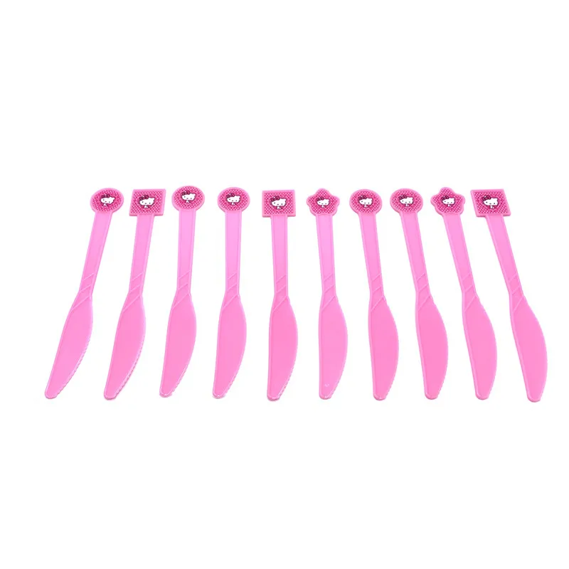 Knives-10pcs 1 шт., розовый рисунок hello kitty, 108*180 см, для украшения дня рождения, Детские вечерние принадлежности, одноразовая посуда, скатерть для душа ребенка - Цвет: Knives-10pcs