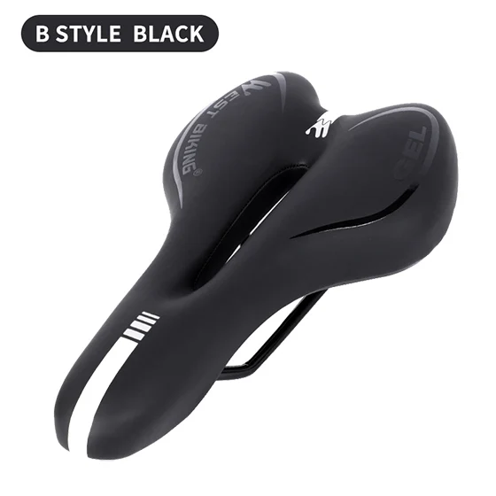 B Style Black WEST BIKING велосипедное седло, силиконовая подушка из искусственной кожи, покрытие из силикагеля, удобное Велосипедное Сиденье, противоударное велосипедное седло - Цвет: B Style Black