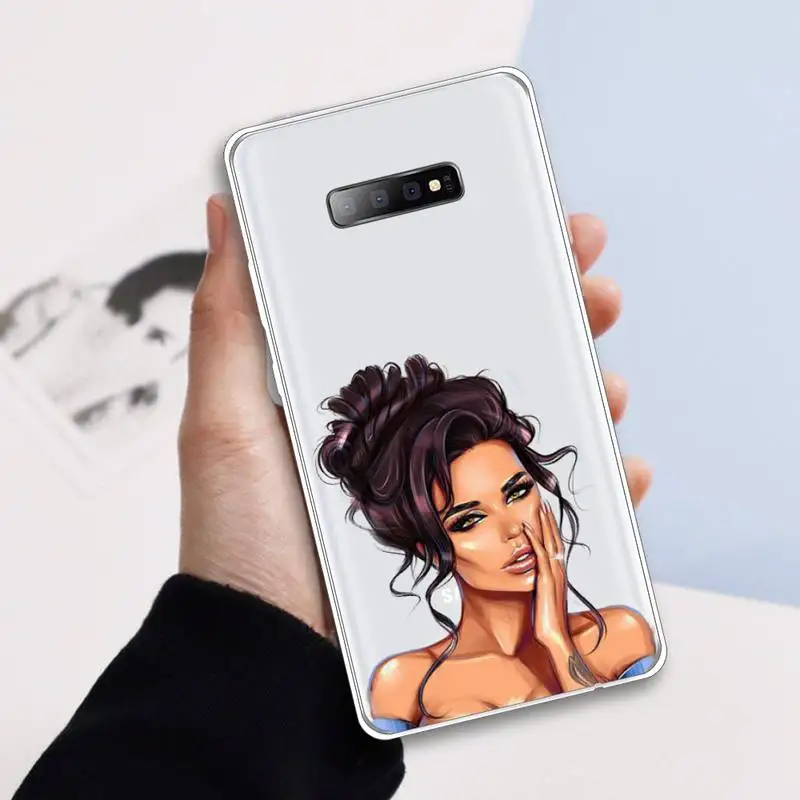 

Girls Female fashion woman Phone Case Transparent For Samsung Galaxy A 71 21s S note 8 9 10 plus 20 ultra