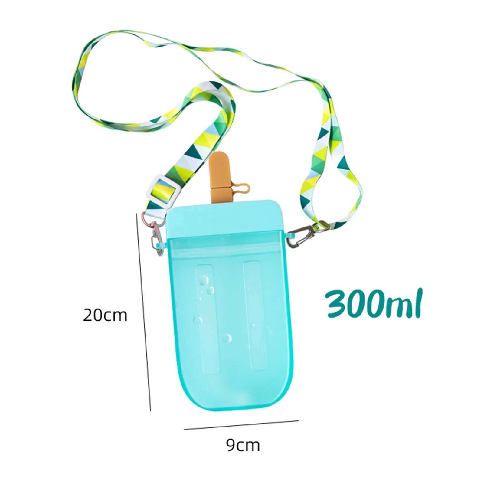 

Plastic Water Bottles Cute Watermelon Ice Cream Water Bottle with Straw Bottle Anti-fall Portable Popsicle Cup Kids Water 300ml