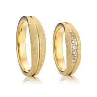 unique love alliance gold color shiny gold filled emery marriage wedding couple rings set for men and women