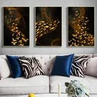 Картина на холсте, с изображением золотой черной рыбы, бабочки, декоративная картина для гостиной, домашний декор, холст с печатью постера
