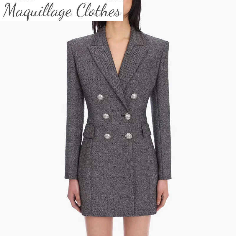 

2021 весна осень OL платье Высокое качество модное женское двубортное платье B773