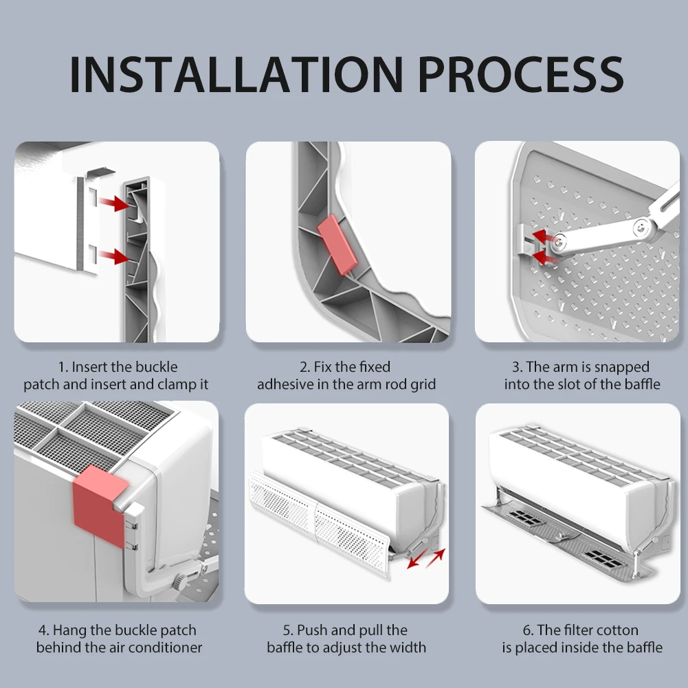 

Air Conditioner Wind Deflector With Filter Anti-straight Wind Blowing For Home Adjustable Ac Deflector Defletor Ar clean