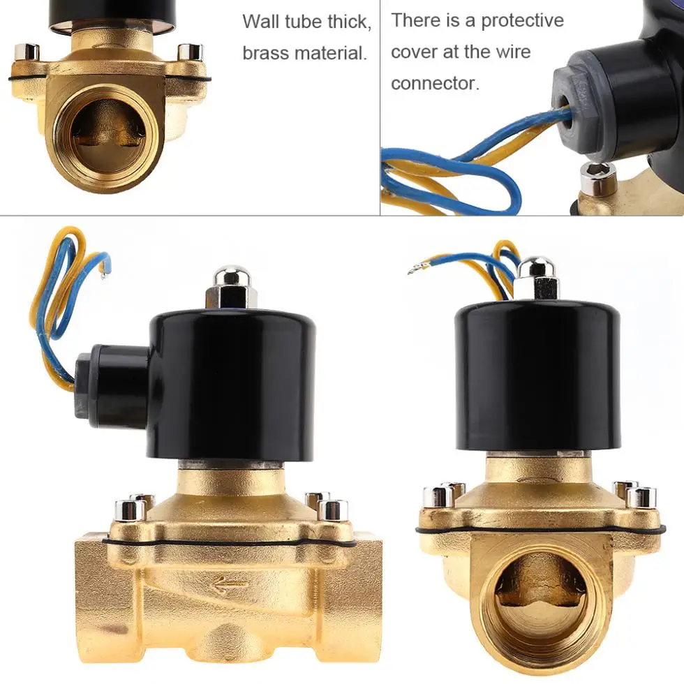 

1" AC 110 / 220V Brass Electric Solenoid Valve Pneumatic Valve with Two-pass Type and 1" Pipe Interface for Water /Oil / Gas