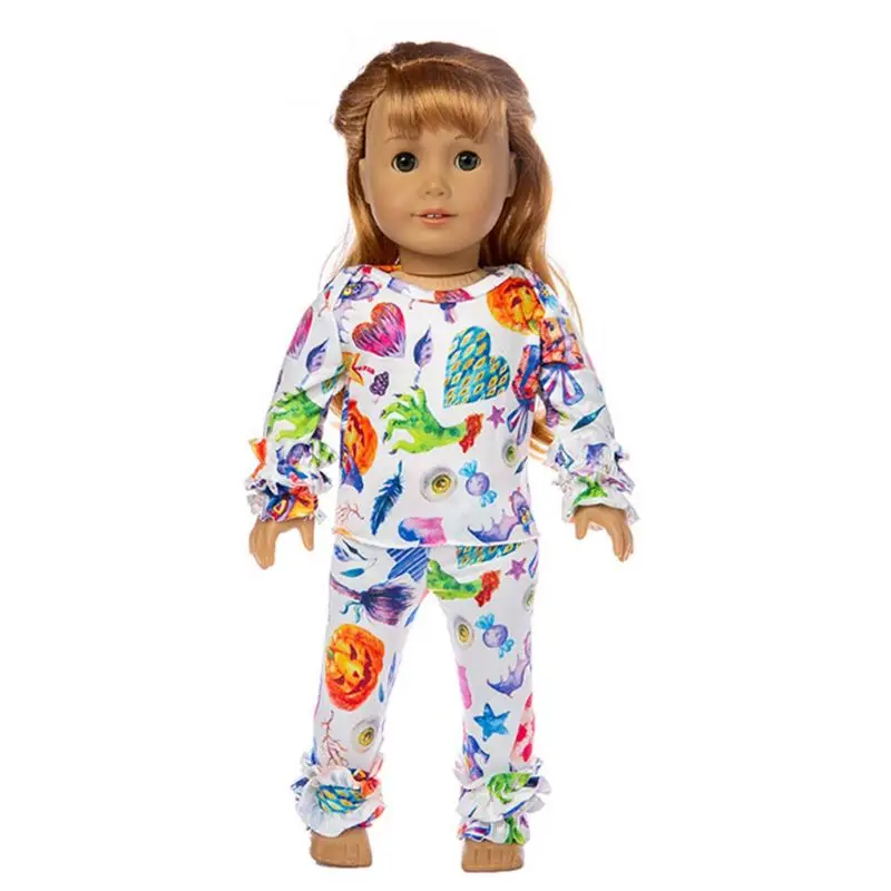 

Scary Halloween Series Clothes Suit Contrast Color Pumpkin Pattern Clothing for 18 Inches America Girl Doll Accessories