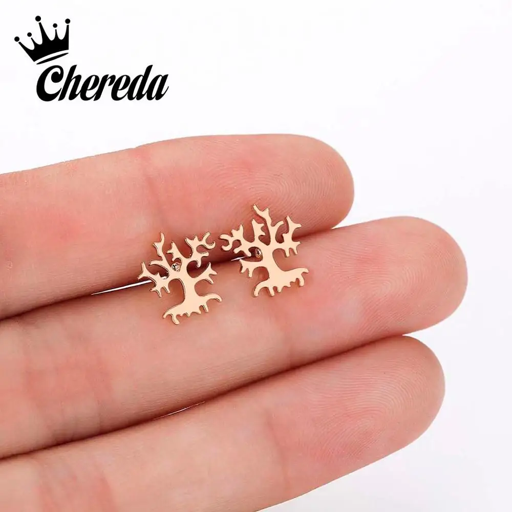 Серьги в стиле панк Chereda Ghost Tree женские и мужские сережки-гвоздики вечерние