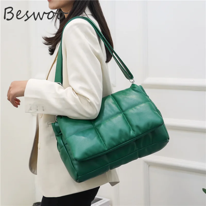 

2021 Winter Retro Women's Shoulder Bag Luxury Designer Handbag Feather Down Padded Quilted Bag Space Pad Cotton Tote Women's Bag