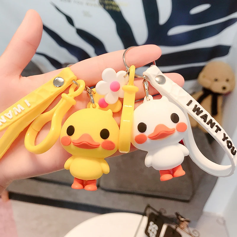 Creative duck keychain cute cartoon personality fashion car key chain bag pendant gift key holder