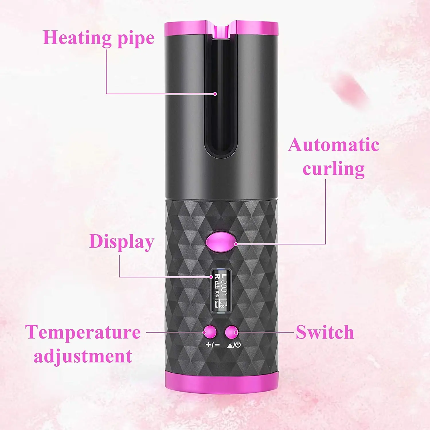 

Cordless Automatic Hair Curler Usb Rechargeable Auto Rotating Curling Iron Led Display Curls Roller Wave Waves Hair Styling Tool