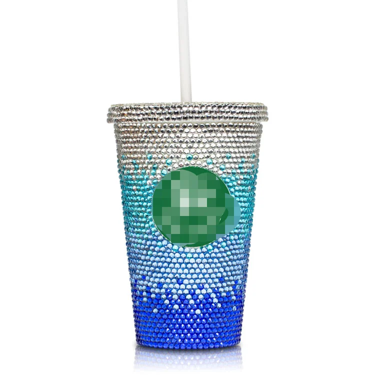 

600ml environmentally friendly bling luxury PS rhinestone water bottle acrylic diamond travel cup beverage coffee cup gift
