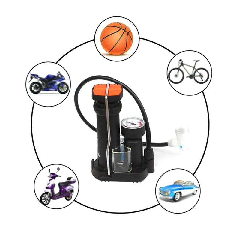 

Bicycle Pump Fit Aluminum Alloy Bike Inflator Foot Pedal Portable Floor Presta Schrader Air Inflator Pump Bicycle Repair Tools